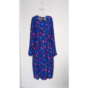 Vintage 90s Silk Floral Wiggle Dress Sz 6